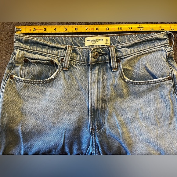 Abercrombie And Fitch The Wide Leg Mid Rise Denim Jeans Size 25/0 Long - Picture 4 of 6